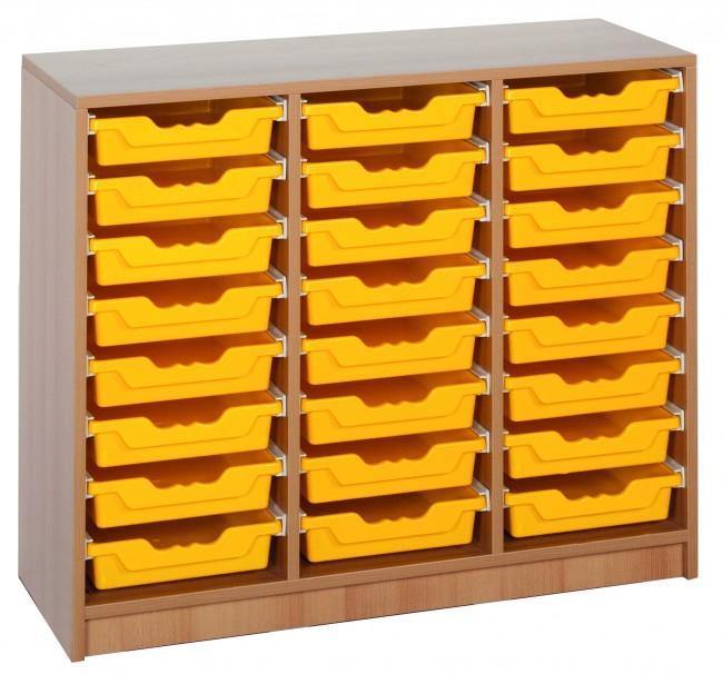 Ergo tray klaslokaal rek met 24 lage kratten freeshipping - Tom Kantoor & Projectinrichting