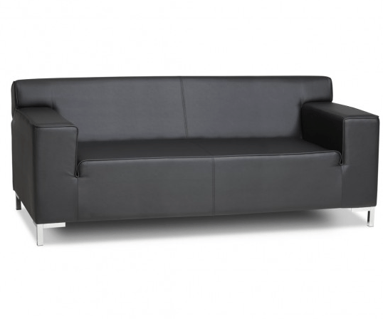 3-Zits Bank Zwart Lederlook.