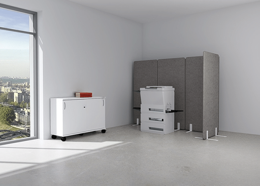 Akoestische wand Wolvilt 120 cm hoog.